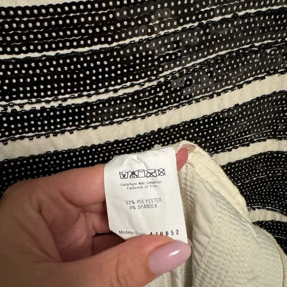 Cartise Chic Black and Cream Striped Mini Dress - Picture 5 of 6